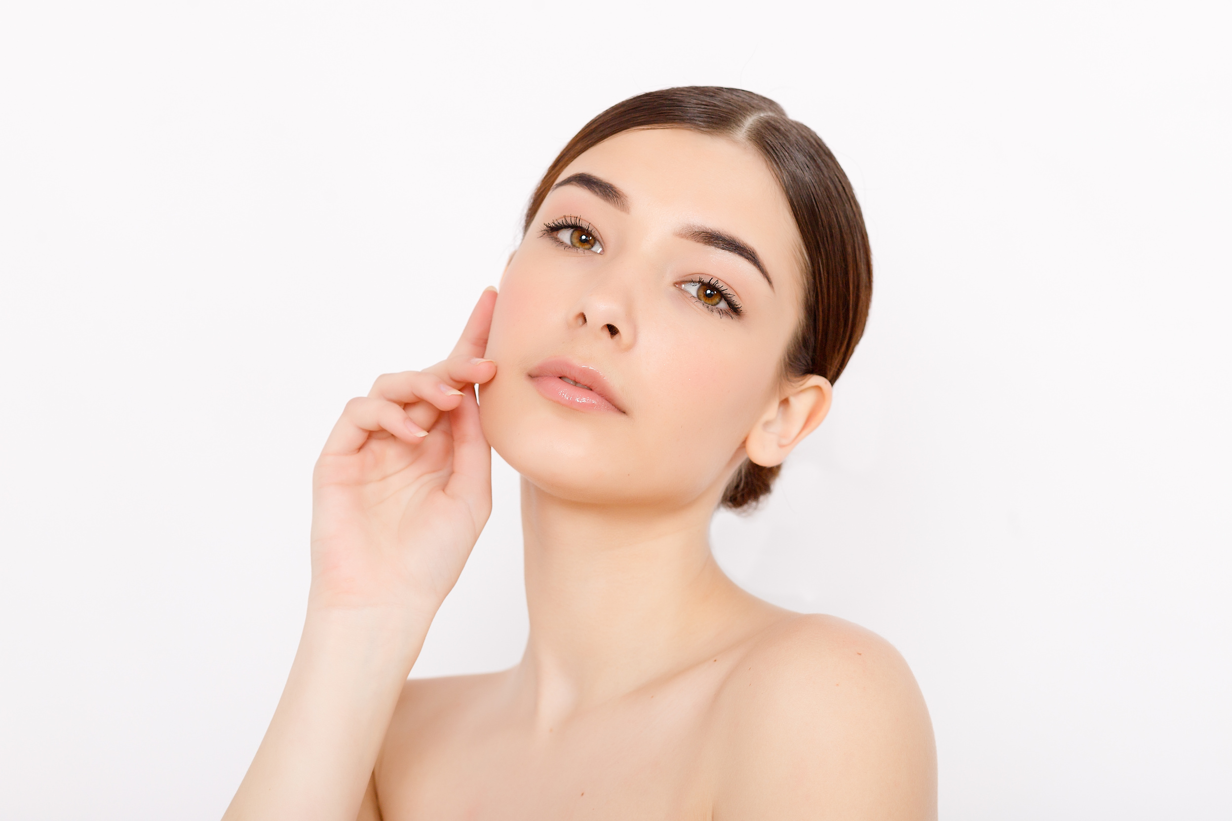 Beautiful Smiling Girl with Clean Skin, Natural Make-up